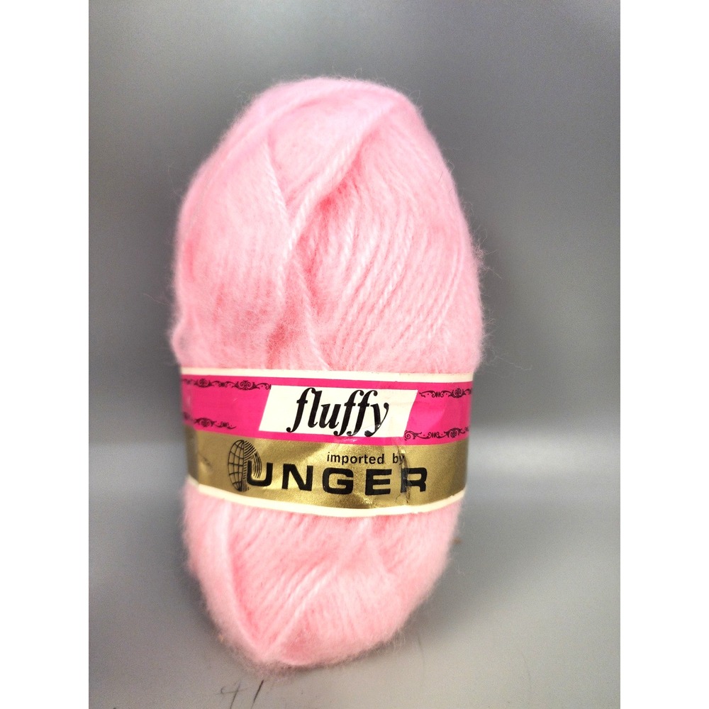 Vintage Unger Fluffy Acrylic Yarn 6 skeins Pink # 400  Made in France
